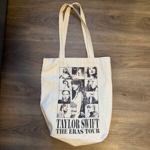Taylor Swift Beige and Black Canvas Tote - The Eras Tour Photo Grid